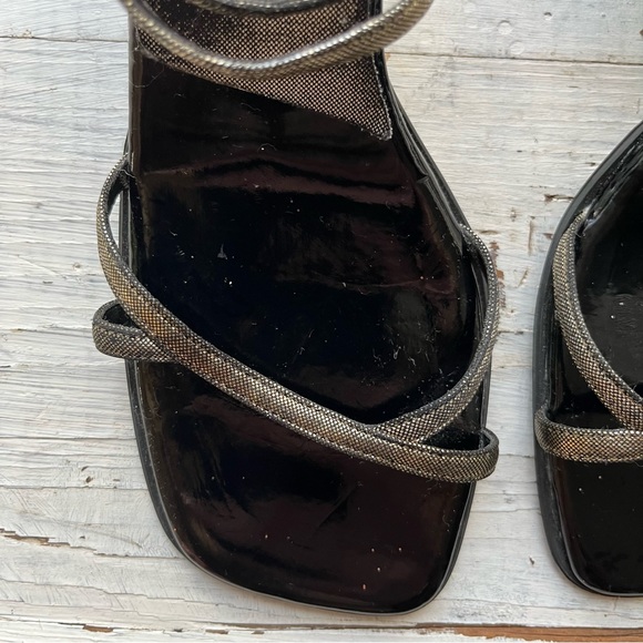 Vintage Y2K unlisted Metallic Strappy Square Toe Chunky Heel - Picture 4 of 15